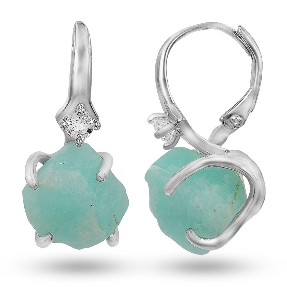 Raw Amazonite Drop Earrings - Uniquelan Jewelry
