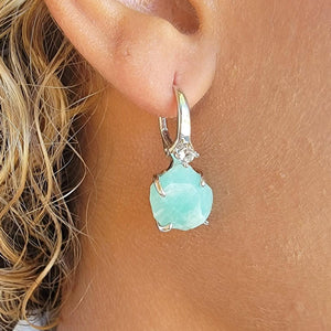 Raw Amazonite Drop Earrings - Uniquelan Jewelry