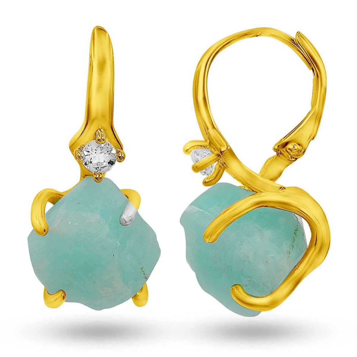 Raw Amazonite Drop Earrings - Uniquelan Jewelry