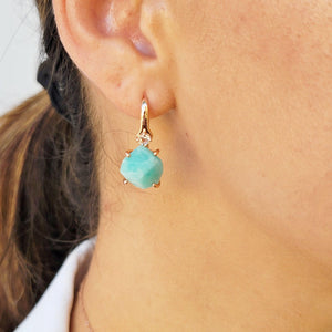 Raw Amazonite Necklace Drop Earrings Set - Uniquelan Jewelry