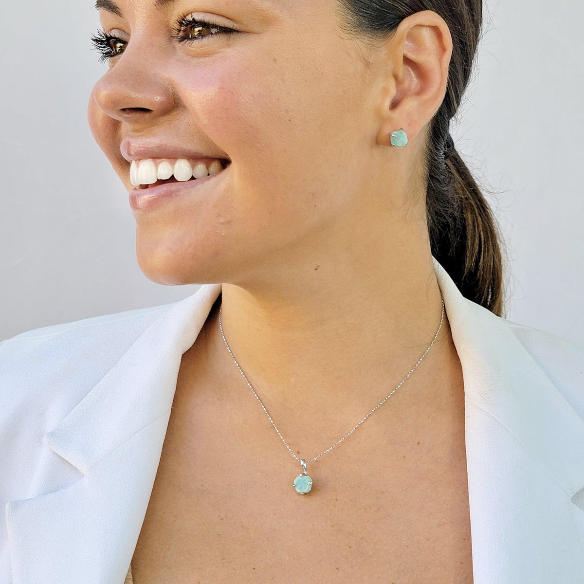 Raw Amazonite Necklace Set - Uniquelan Jewelry