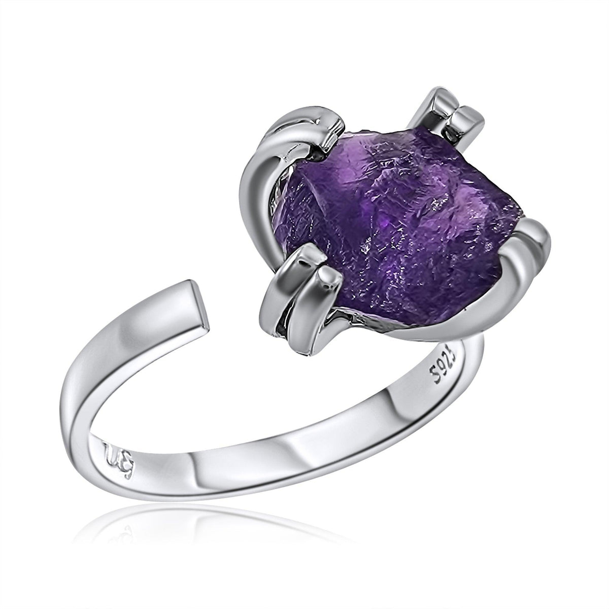 Raw Amethyst Adjustable Ring - Uniquelan Jewelry