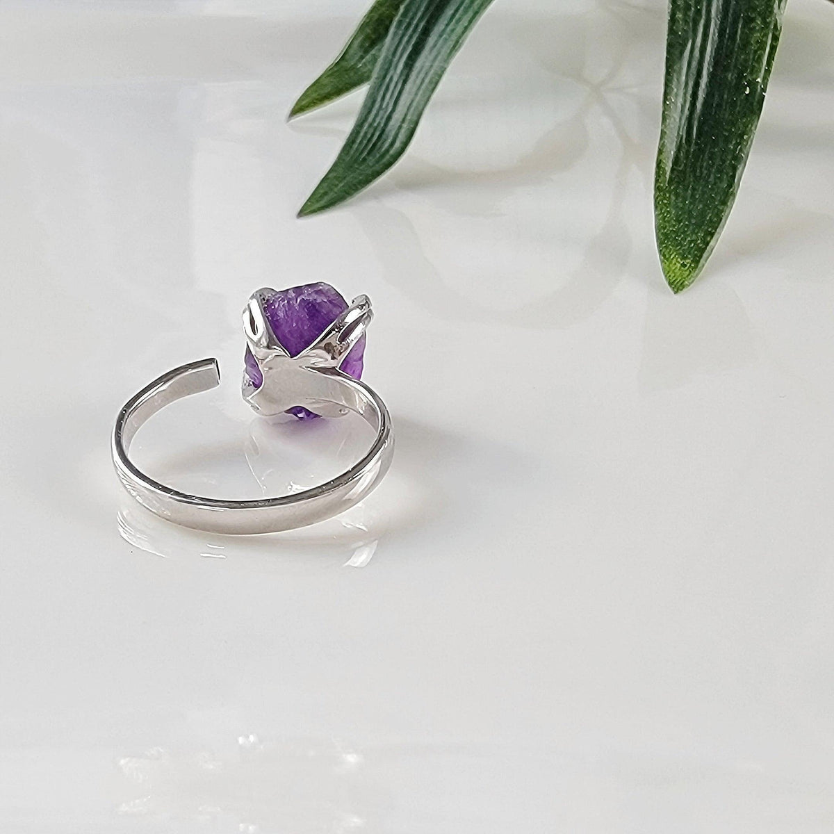 Raw Amethyst Adjustable Ring - Uniquelan Jewelry