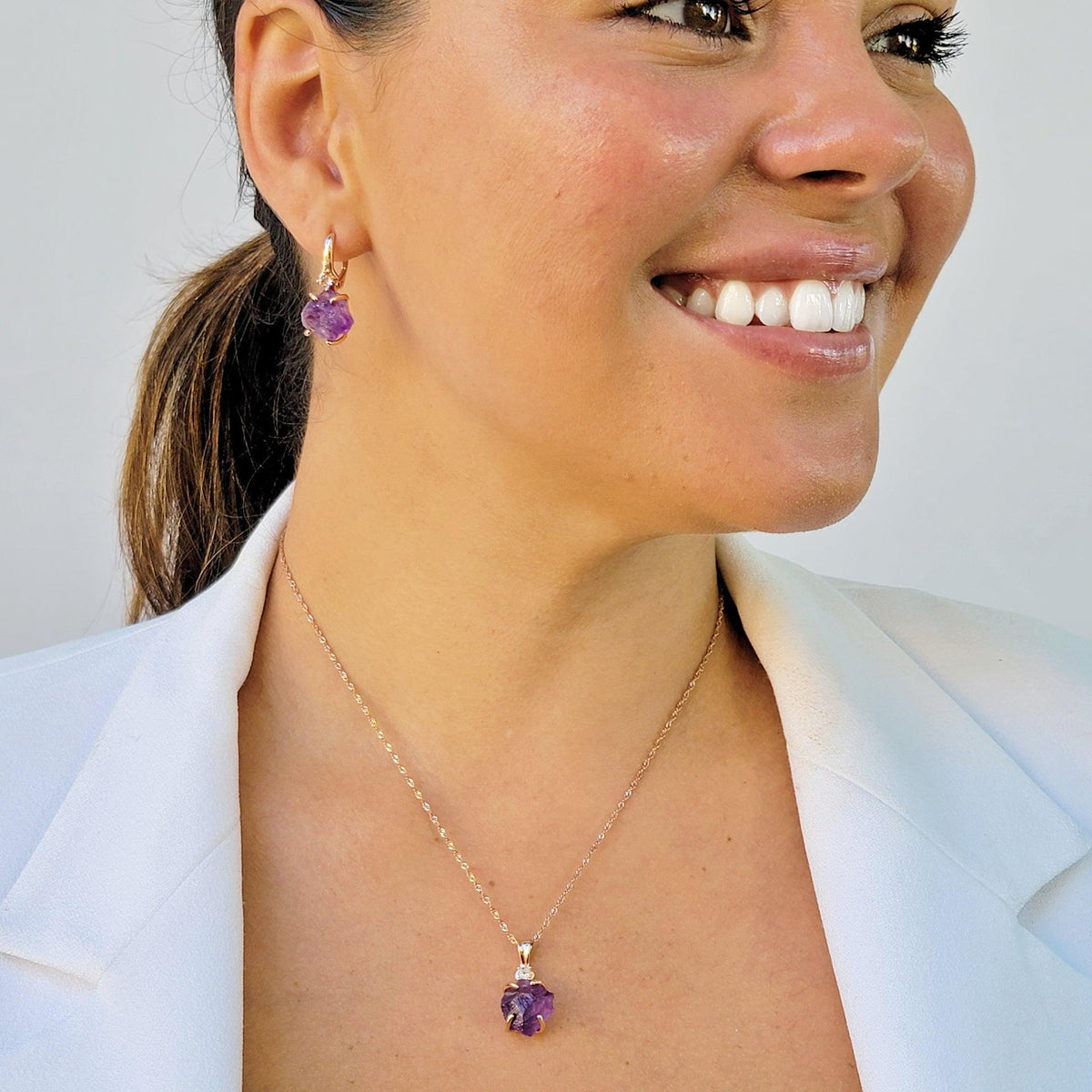 Raw Amethyst and Quartz Necklace - Uniquelan Jewelry