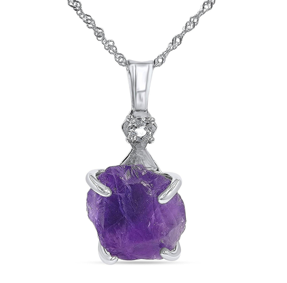 Raw Amethyst and Quartz Necklace - Uniquelan Jewelry