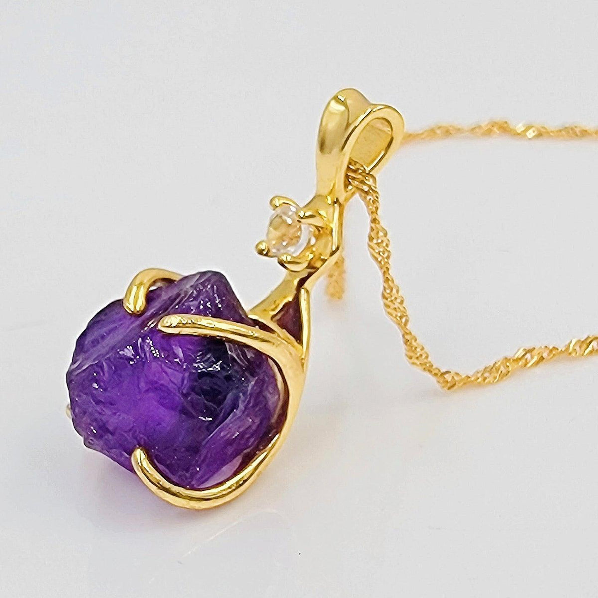 Raw Amethyst and Quartz Necklace - Uniquelan Jewelry