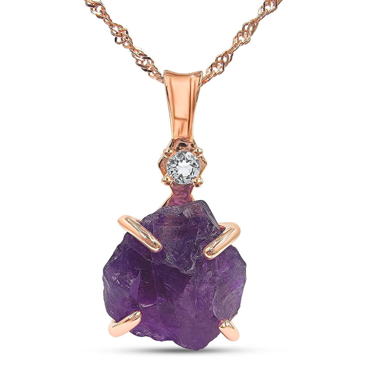 Raw Amethyst and Quartz Necklace - Uniquelan Jewelry
