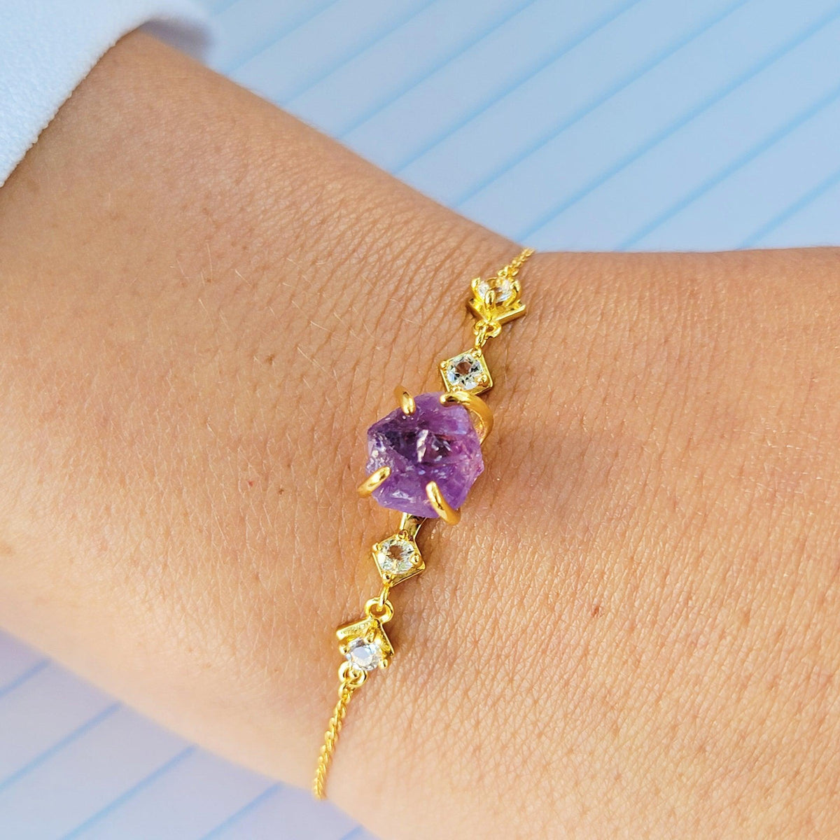 Raw Amethyst Crystal Bracelet - Uniquelan Jewelry