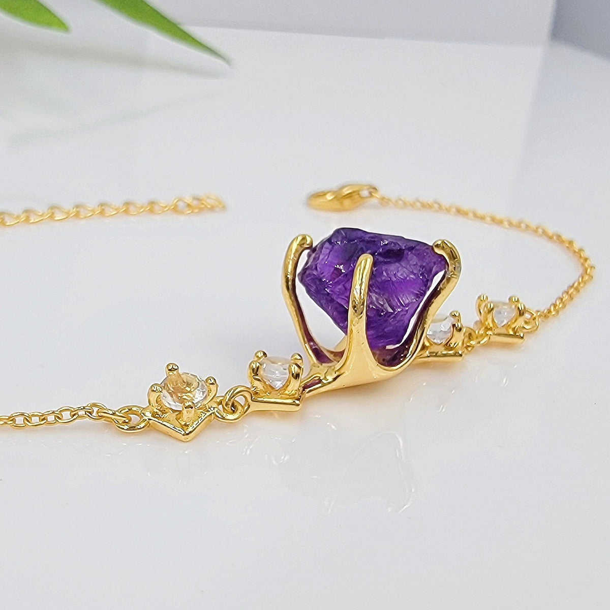 Raw Amethyst Crystal Bracelet - Uniquelan Jewelry