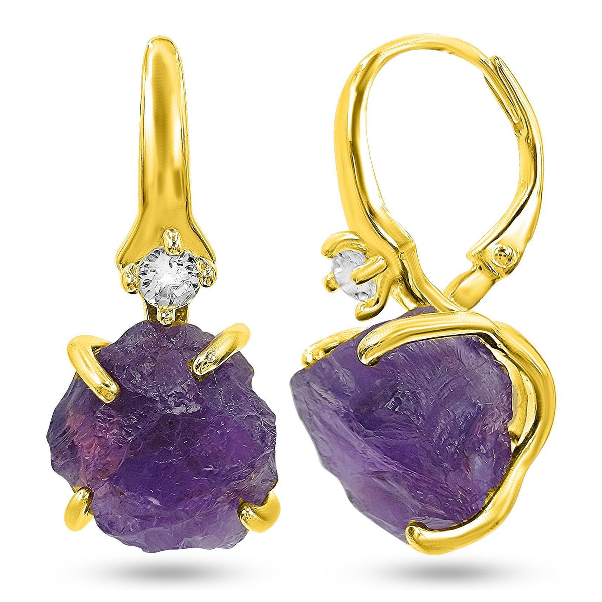 Raw Amethyst Drop Earrings - Uniquelan Jewelry