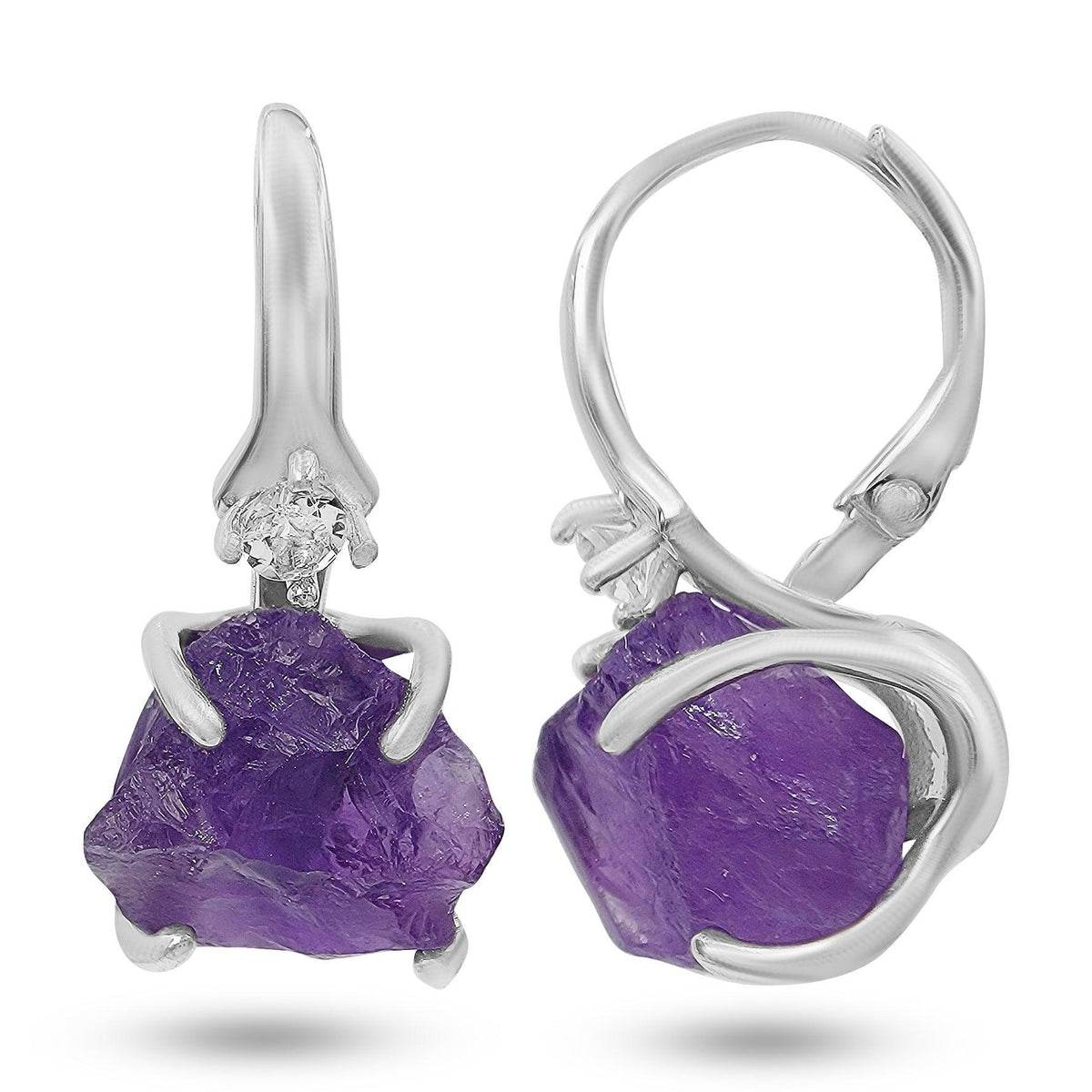 Raw Amethyst Drop Earrings - Uniquelan Jewelry