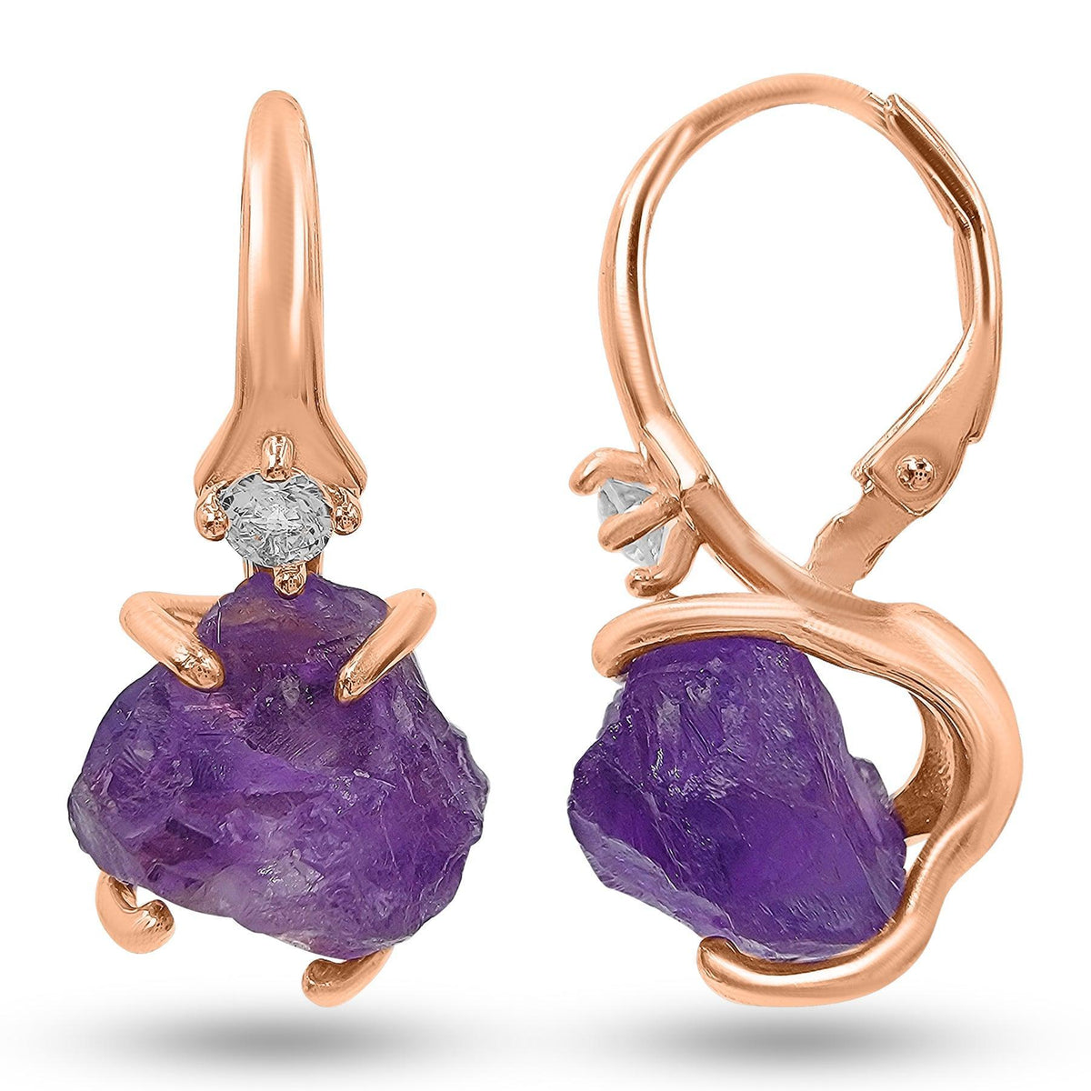 Raw Amethyst Drop Earrings - Uniquelan Jewelry