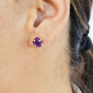 Raw Amethyst Stud Earring and Ring Set - Uniquelan Jewelry