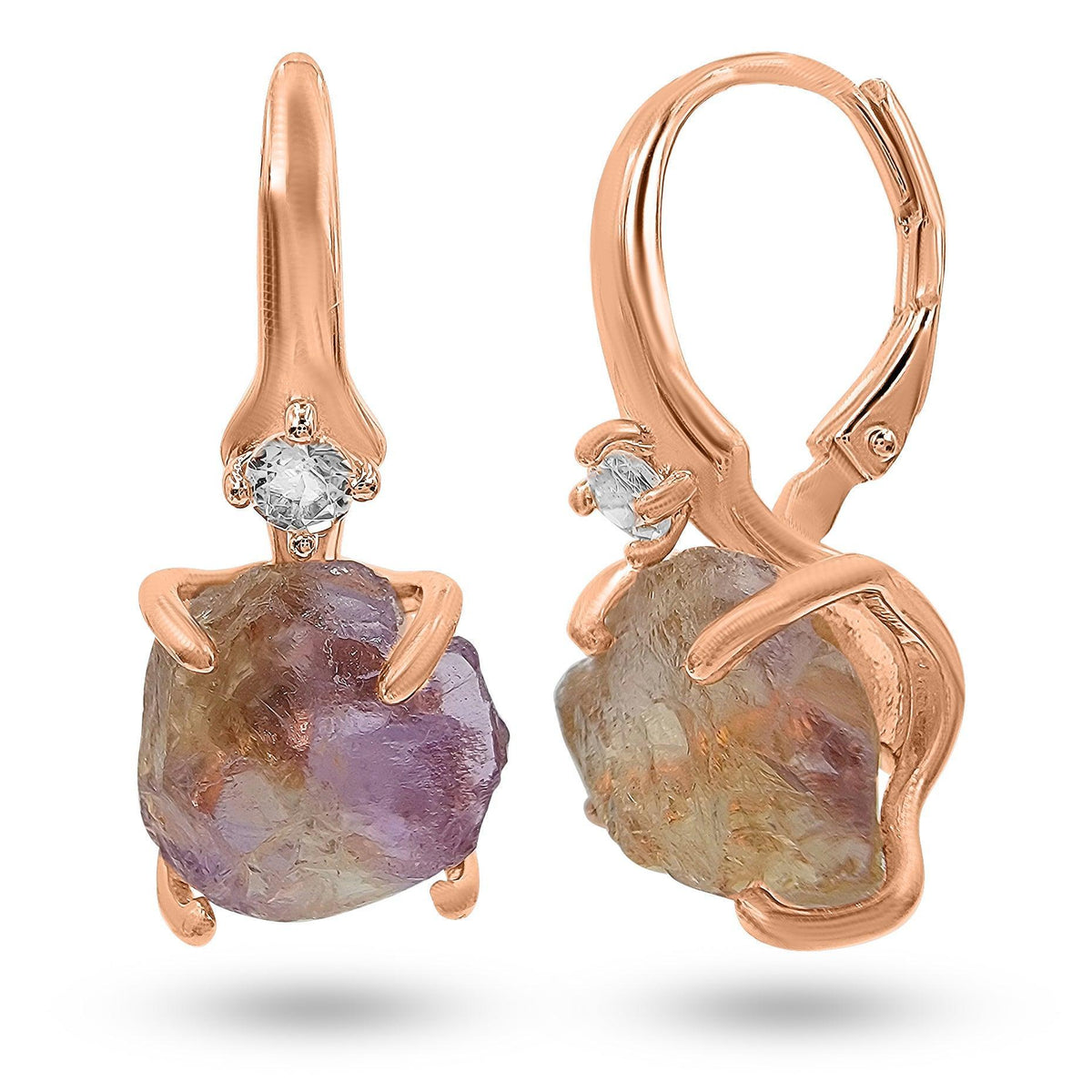 Raw Ametrine Crystal Earrings - Uniquelan Jewelry