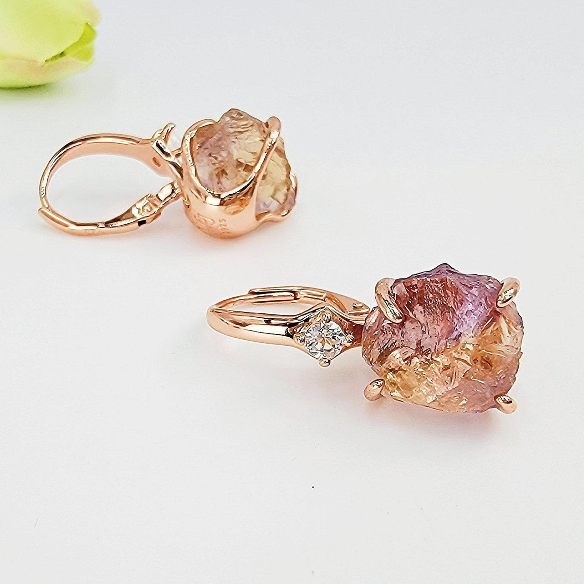Raw Ametrine Crystal Earrings - Uniquelan Jewelry
