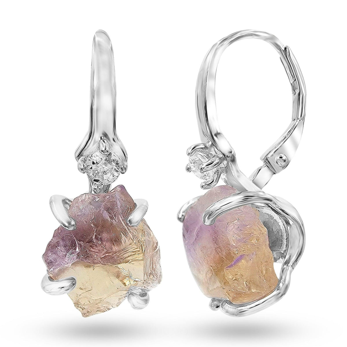 Raw Ametrine Crystal Earrings - Uniquelan Jewelry