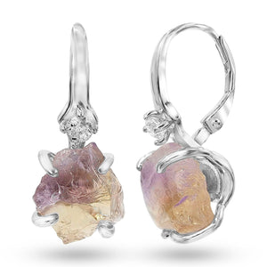 Raw Ametrine Crystal Earrings - Uniquelan Jewelry