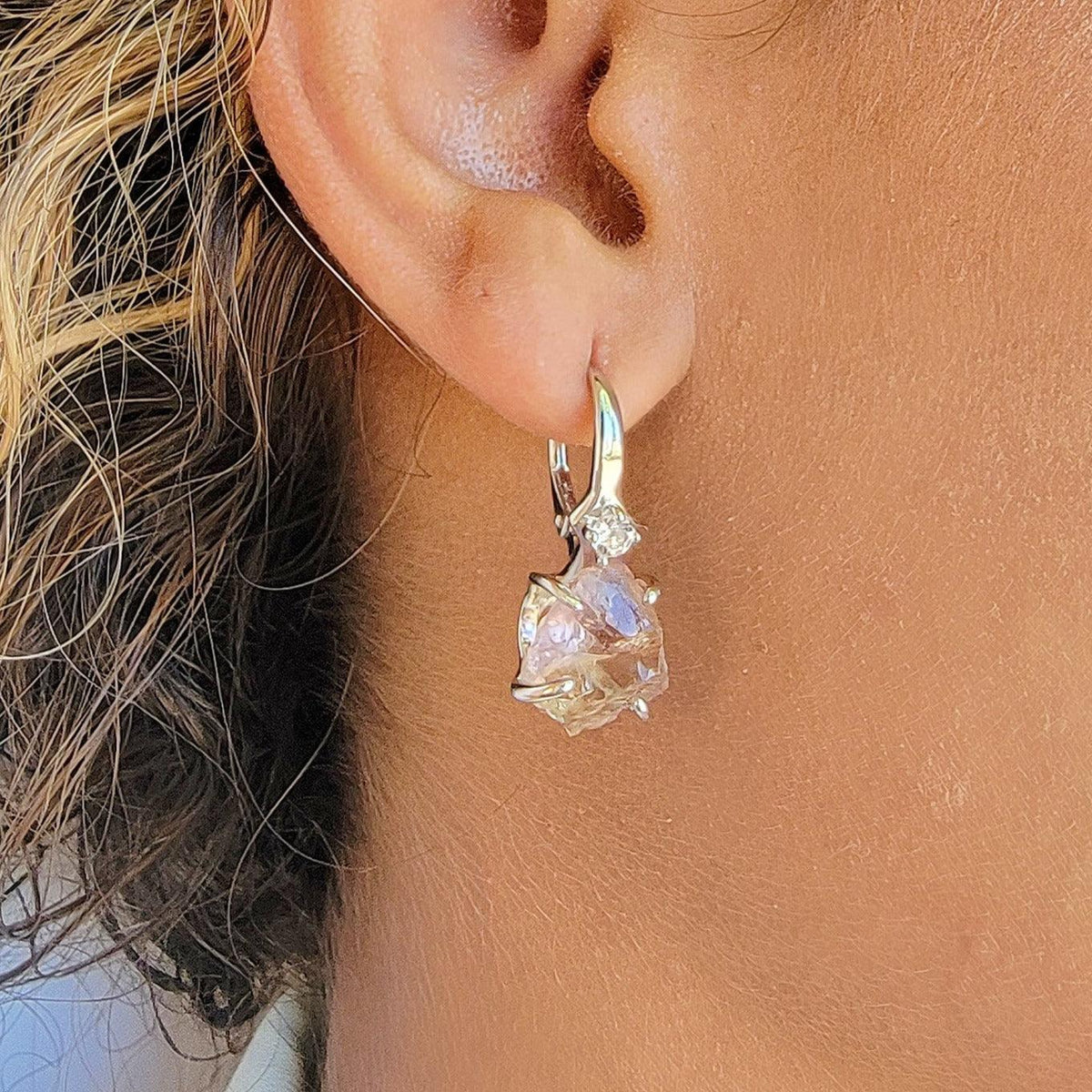 Raw Ametrine Crystal Earrings - Uniquelan Jewelry