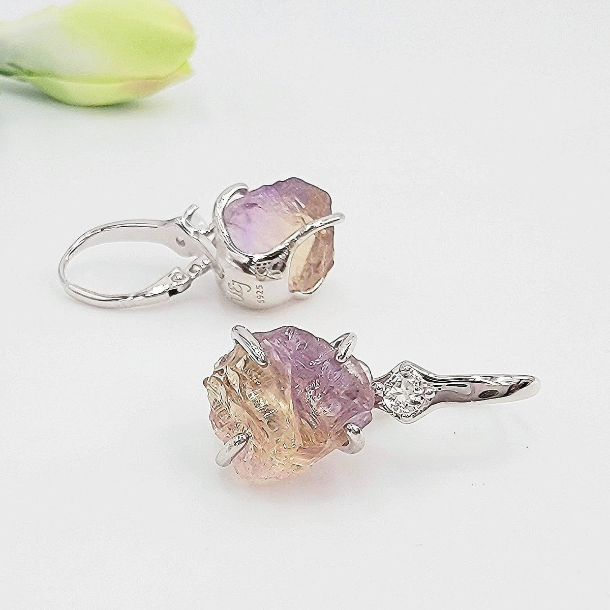 Raw Ametrine Crystal Earrings - Uniquelan Jewelry
