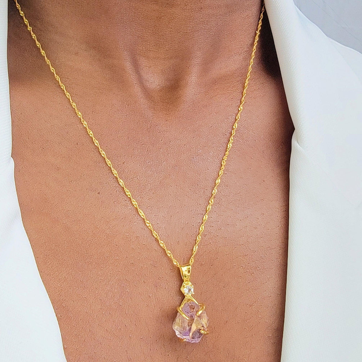 Raw Ametrine Crystal Necklace - Uniquelan Jewelry