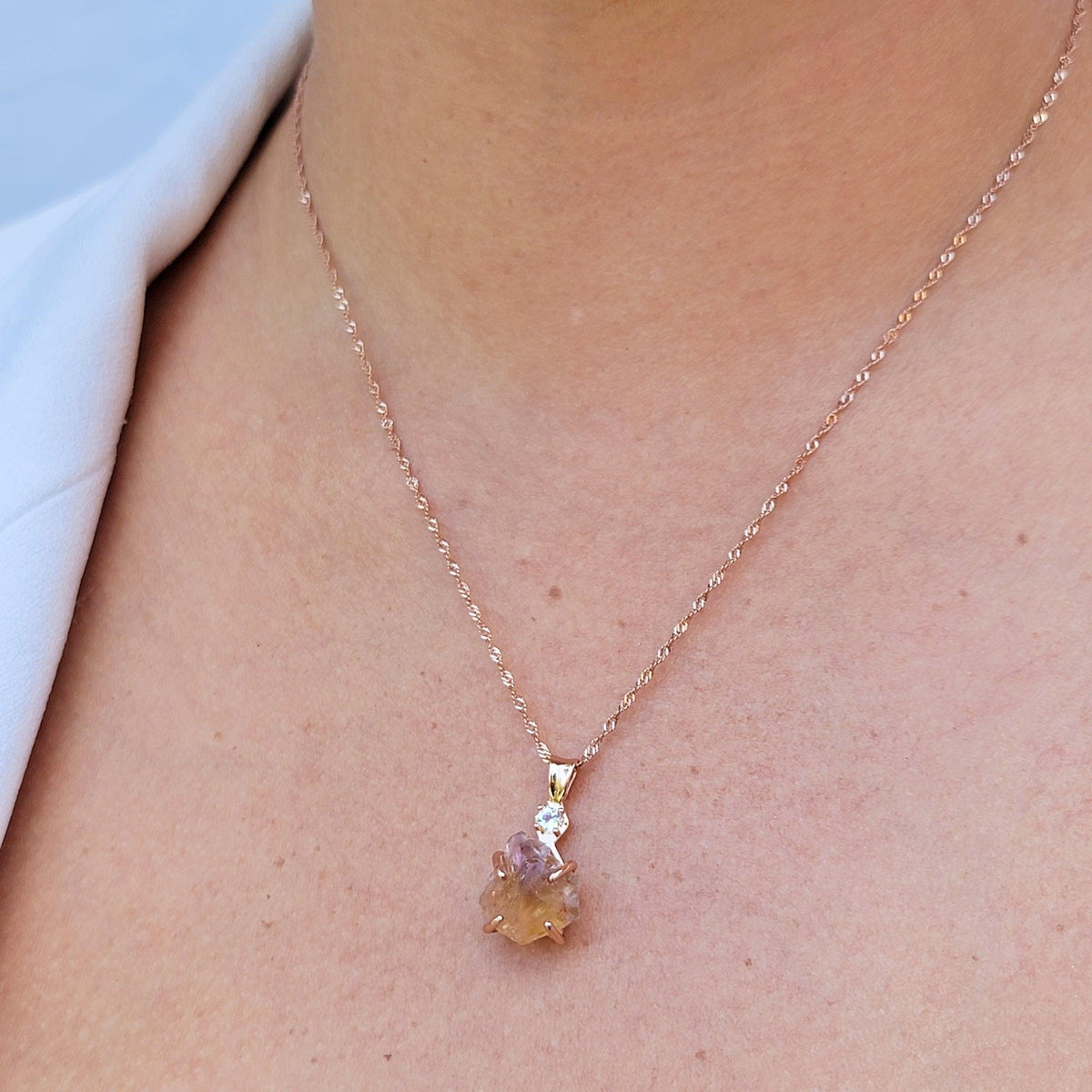 Raw Ametrine Crystal Necklace - Uniquelan Jewelry