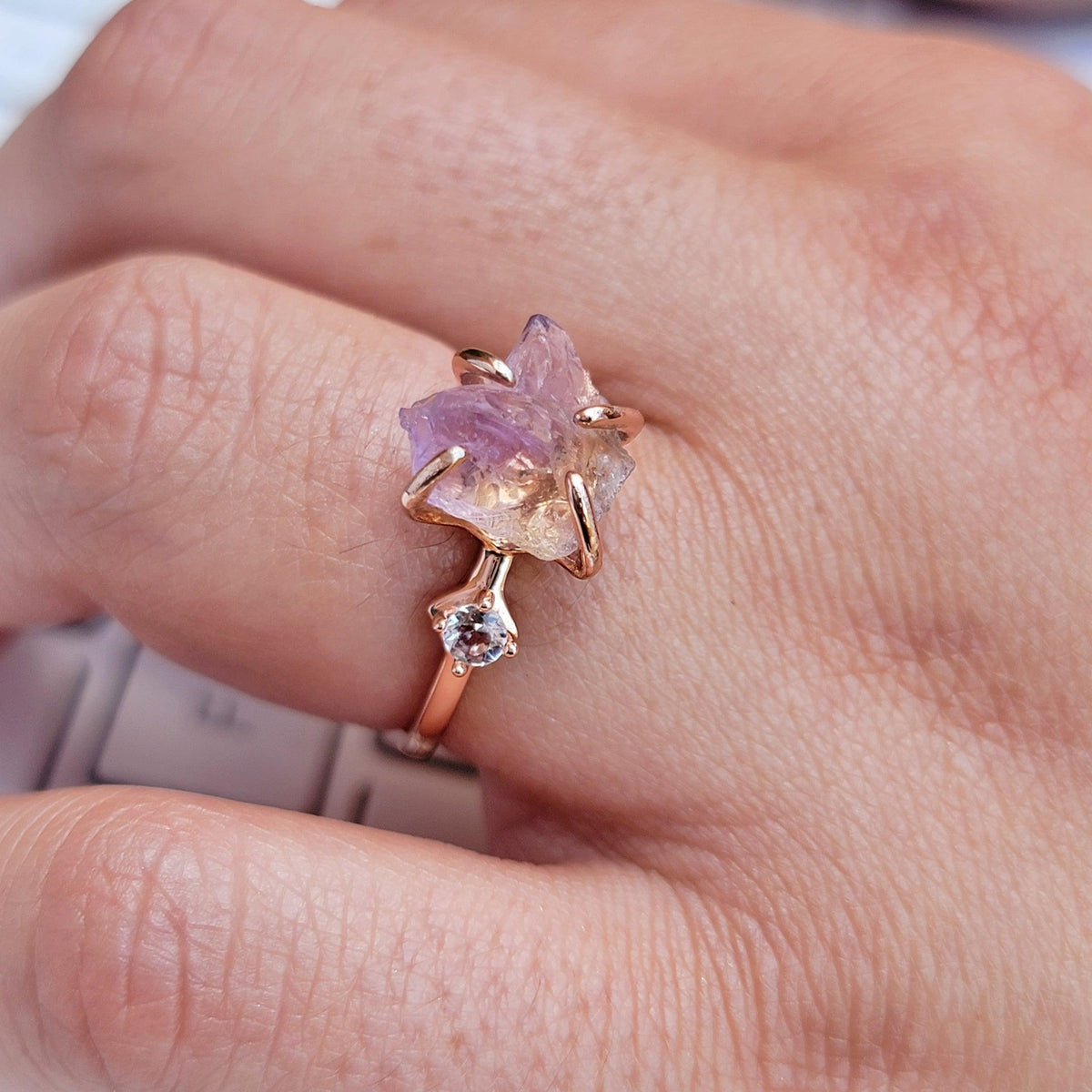 Raw Ametrine Crystal Ring - Uniquelan Jewelry