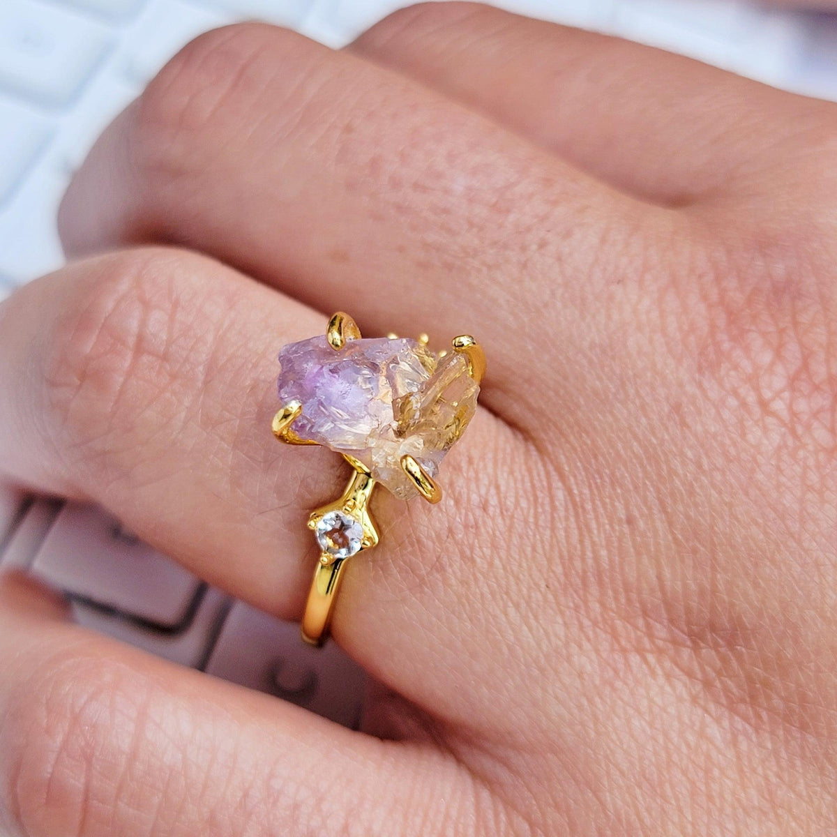 Raw Ametrine Crystal Ring - Uniquelan Jewelry