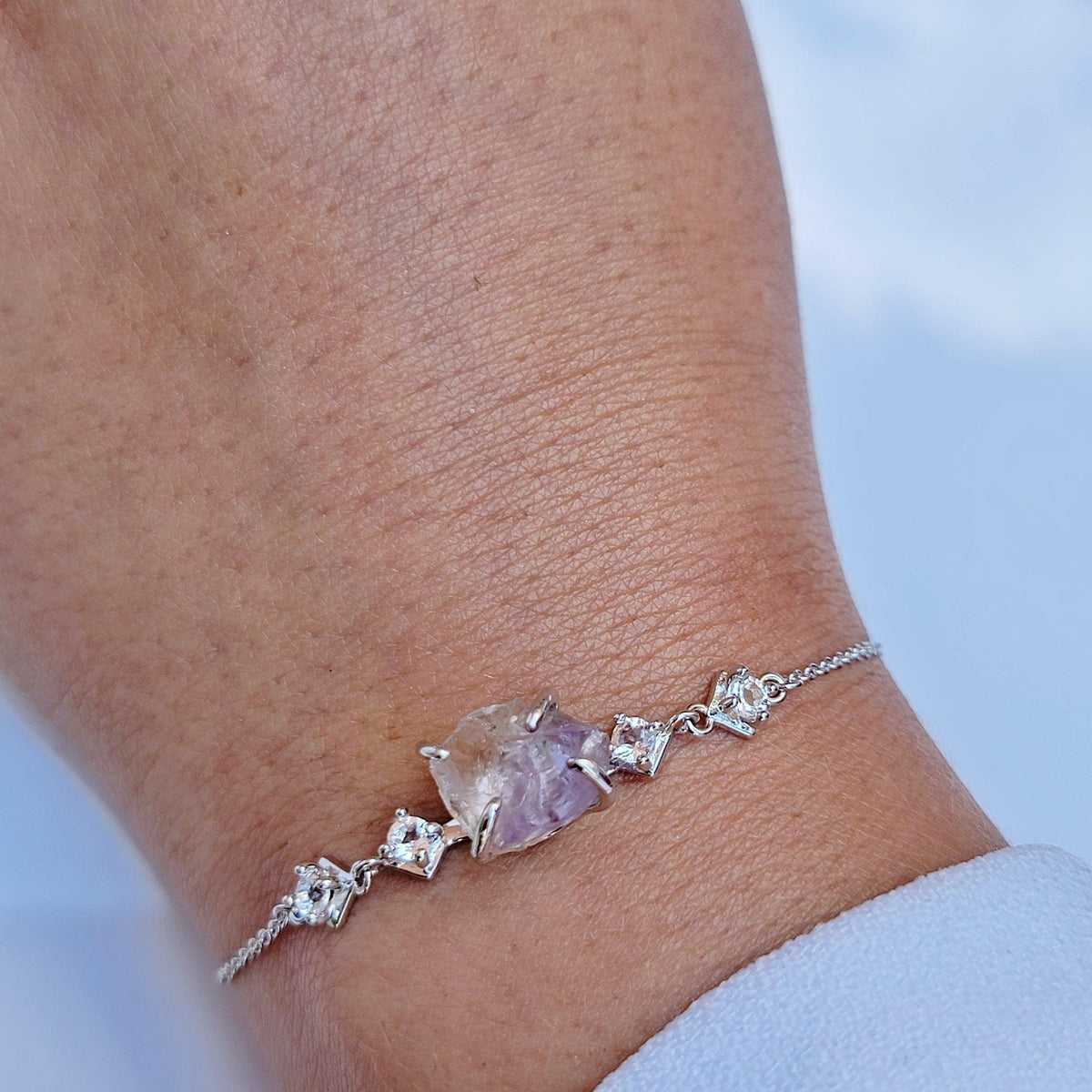 Raw Ametrine Ring Bracelet Set - Uniquelan Jewelry