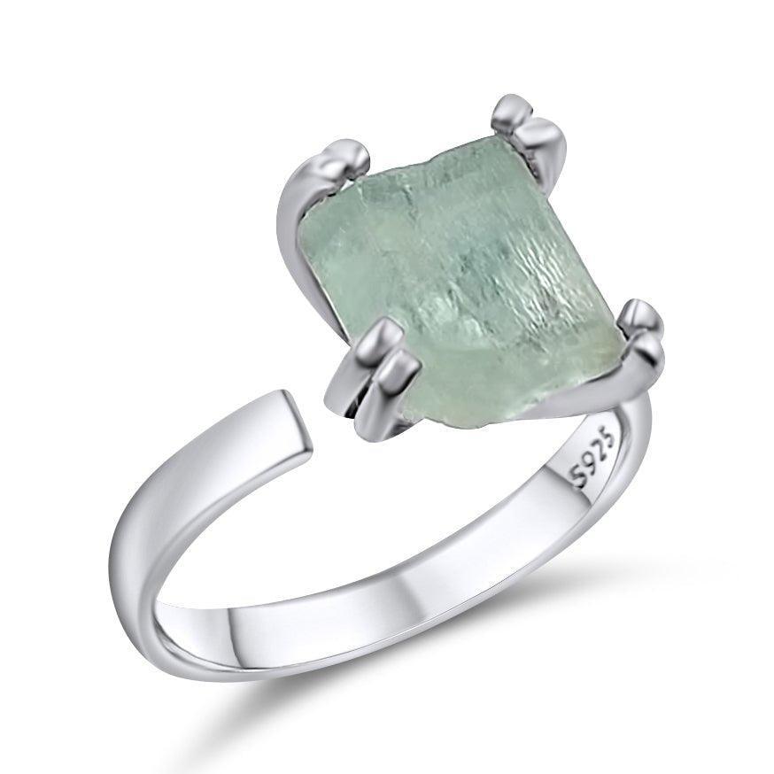 Raw Aquamarine Adjustable Ring - Uniquelan Jewelry