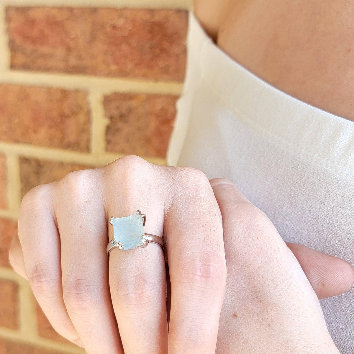 Raw Aquamarine Adjustable Ring - Uniquelan Jewelry