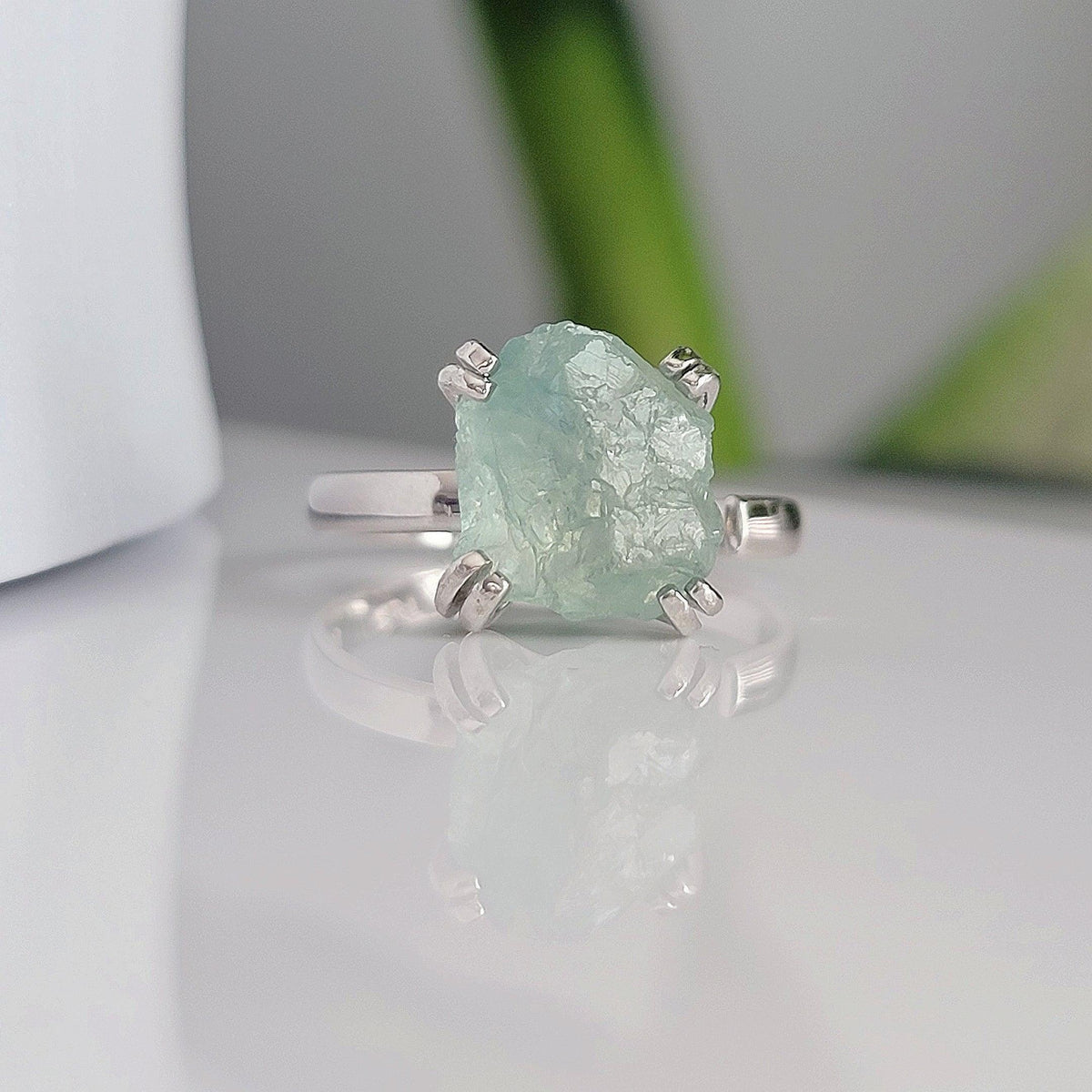 Raw Aquamarine Adjustable Ring - Uniquelan Jewelry