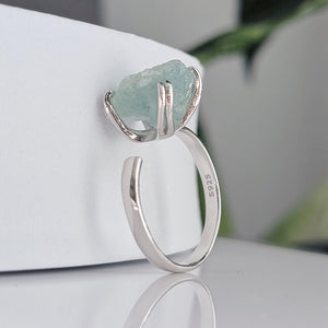 Raw Aquamarine Adjustable Ring - Uniquelan Jewelry