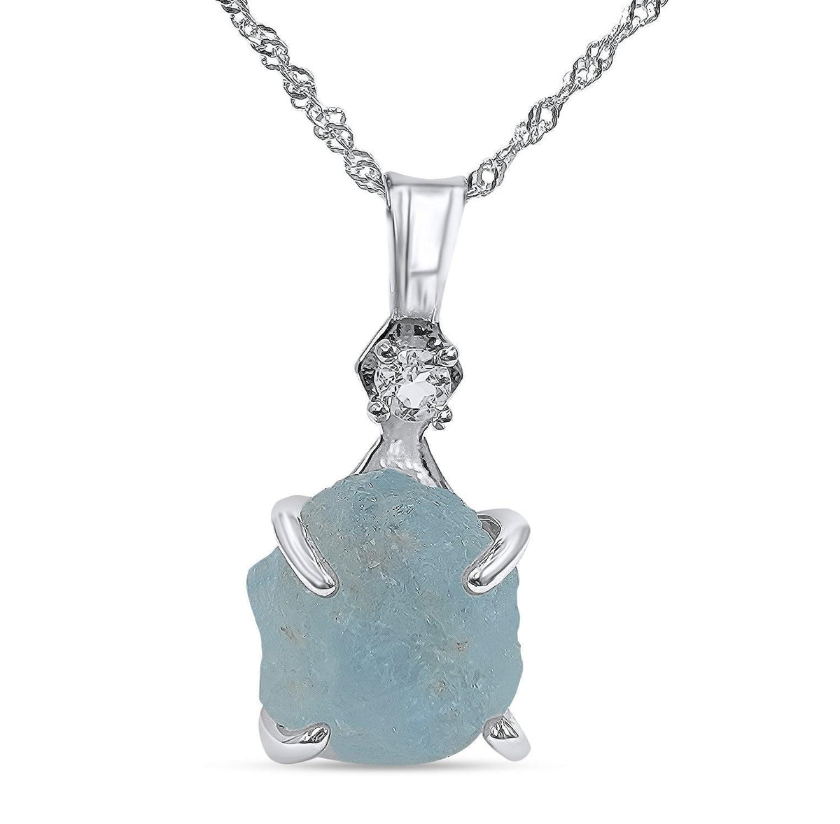 Raw Aquamarine Crystal Necklace Set - Uniquelan Jewelry