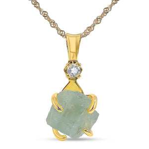 Raw Aquamarine Crystal Necklace - Uniquelan Jewelry