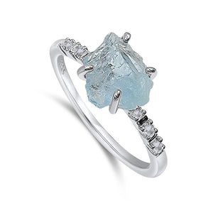 Raw aquamarine Crystal Ring - Uniquelan Jewelry