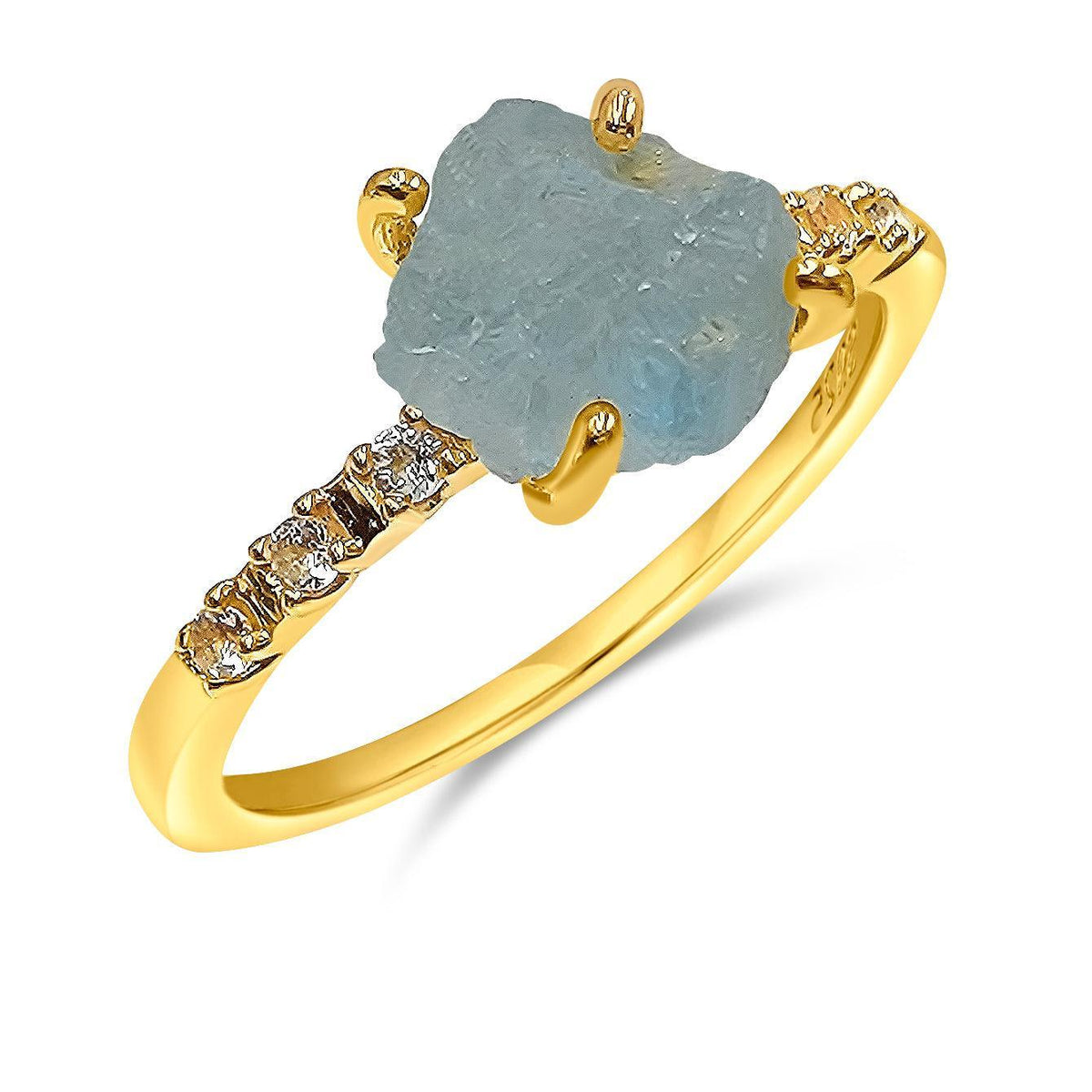 Raw aquamarine Crystal Ring - Uniquelan Jewelry