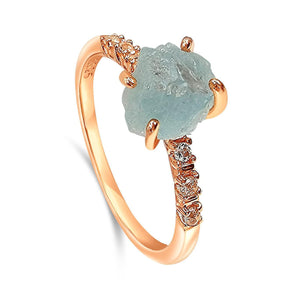 Raw aquamarine Crystal Ring - Uniquelan Jewelry