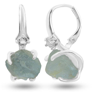 Raw Aquamarine Drop Earrings - Uniquelan Jewelry