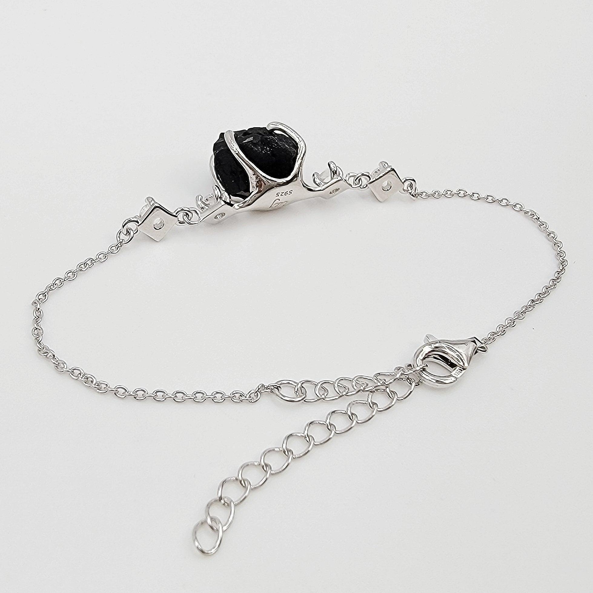 Raw Black Tourmaline Chain Bracelet - Uniquelan Jewelry