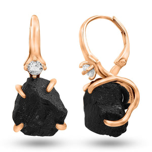 Raw Black Tourmaline Drop Earrings - Uniquelan Jewelry