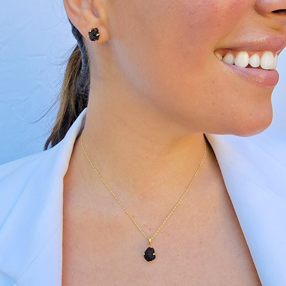 Raw Black Tourmaline Jewelry Set - Uniquelan Jewelry