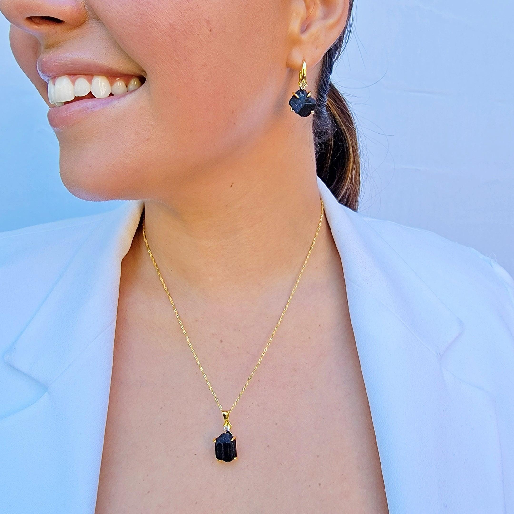 Healing Raw Gemstone Natural Crystal Black Tourmaline Stone Pendant Necklace  Fashion Jewelry - AliExpress