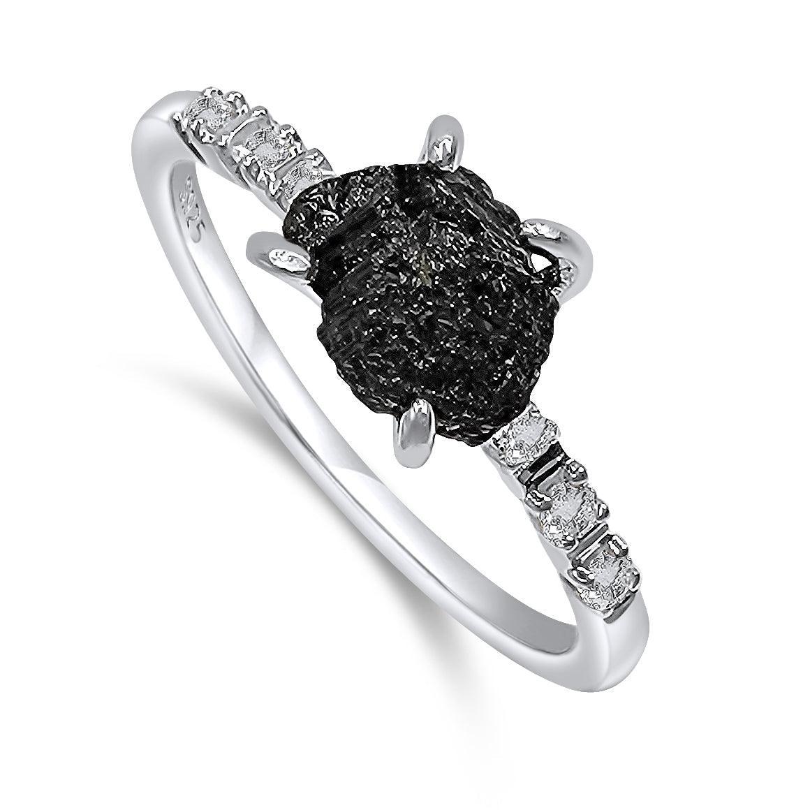 Raw Black Tourmaline Ring Set - Uniquelan Jewelry