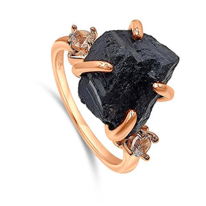 Raw Black Tourmaline Ring - Uniquelan Jewelry