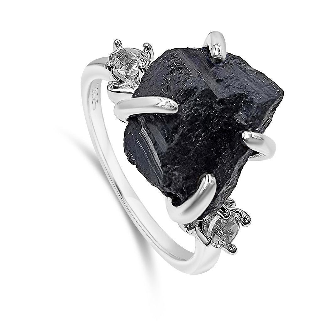 Raw Black Tourmaline Ring - Uniquelan Jewelry