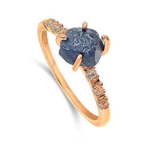 Raw Blue Sapphire Dainty Ring - Uniquelan Jewelry