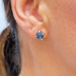 Raw Sapphire Earrings Rose Gold - Uniquelan Jewelry
