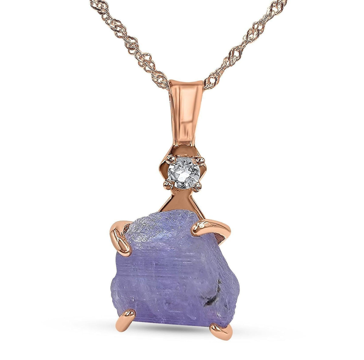 Raw Blue Tanzanite Necklace - Uniquelan Jewelry