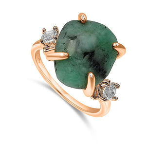 Raw Brazil Emerald Ring - Uniquelan Jewelry