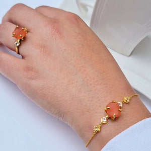 Raw Carnelian Bracelet and Ring Set - Uniquelan Jewelry